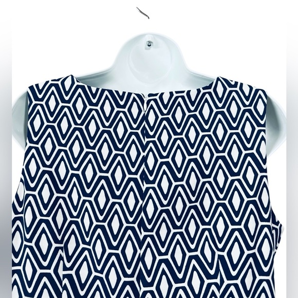 NWOT, Mario Serrani Italy, Navy & White Patterned Midi Dress, Size 10 - Picture 7 of 9
